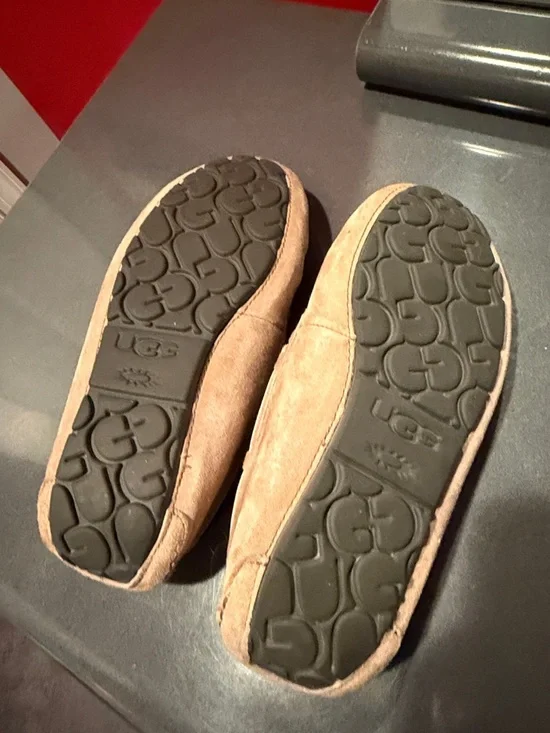 UGG Sand Suede Moccasin Slippers with Shearling Lining - Picture 3 of 4